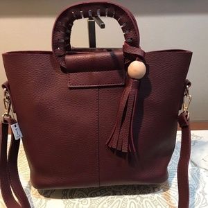 SOLD 2pcs Shoulder Handbag Vegan Leather Maroon